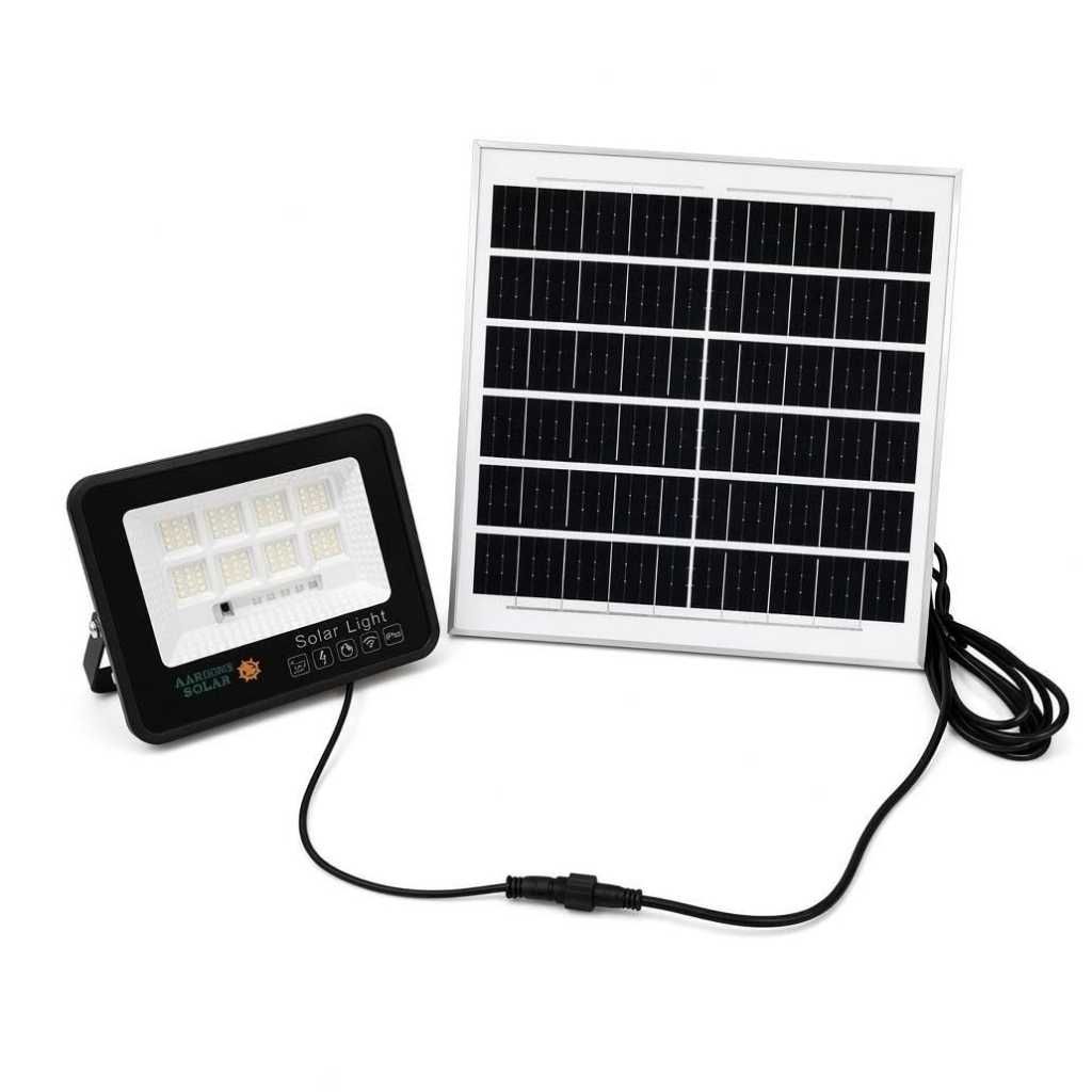 Aarmee 60W Solar Flood Light with 96 LEDs, 5W Brightness & 5000mAh Battery
