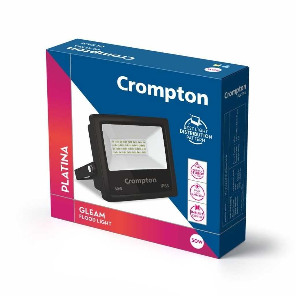 Crompton Gleam Neo 50W LED Flood Light Cool Day Light – Outdoor Waterproof Security Light