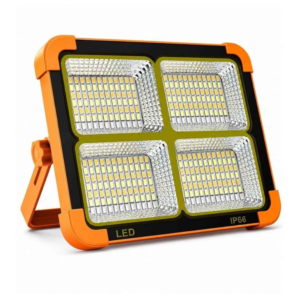 Gioshuat 100W Solar LED Flood Light (4 Panel) with 16500mAh Rechargeable Battery