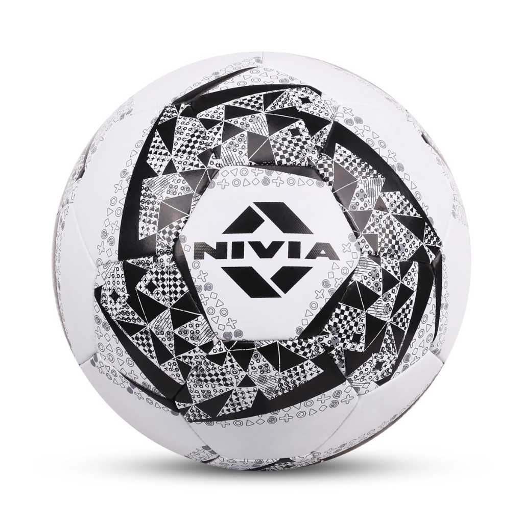 Nivia Black & White Football | Rubberized Stitched | 32 Panel | Hard Ground Training Ball | Size 4 (Men/Women)