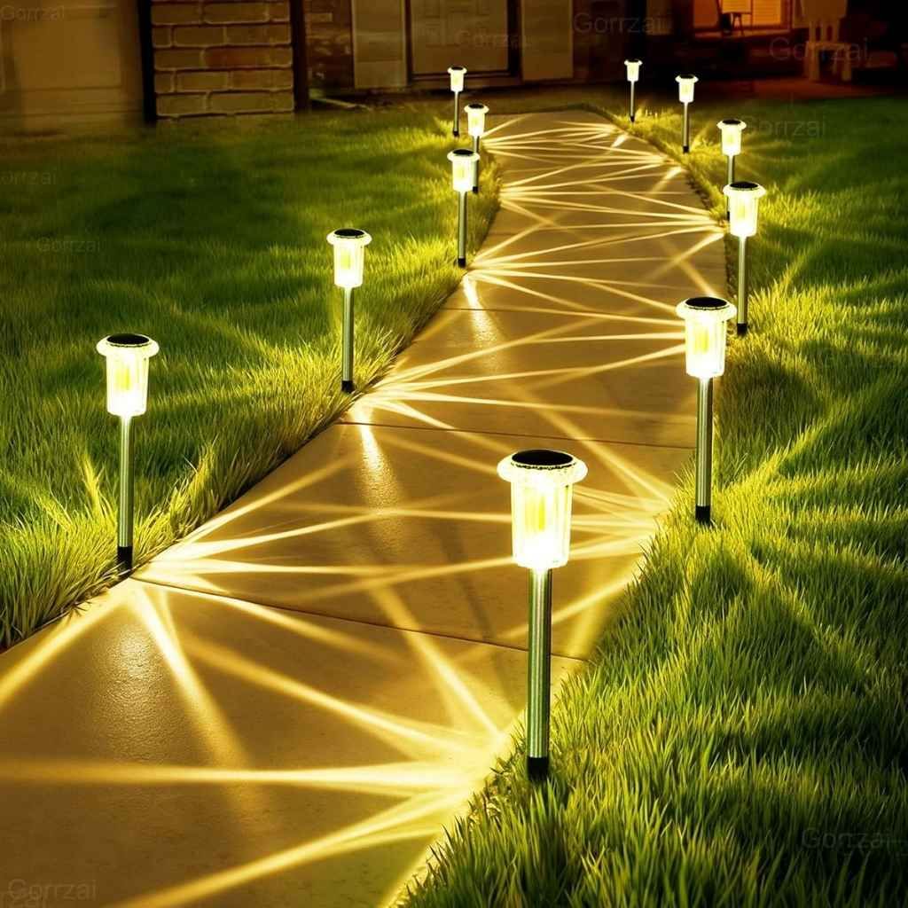 10-Pack Solar Pathway Lights, Waterproof Acrylic Outdoor Decor, Warm White