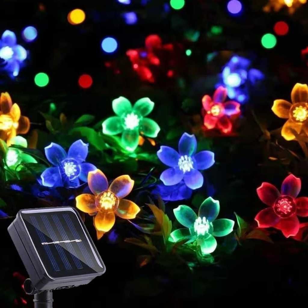 AERYS 75 Flower LED Fairy String Solar Silicon Flower 10 Meter Waterproof 8 Mode Outdoor/Indoor Solar Powered LED String Light, Multicolor