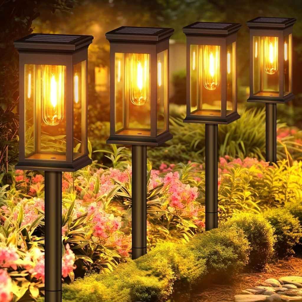 WIDEWINGS Solar Pathway Lights Waterproof Outdoor Garden Lights for Yard, Lawn, Patio, Auto ON/OFF LED Landscape Lighting, Decorative Solar Walkway Lights (8 Pack)