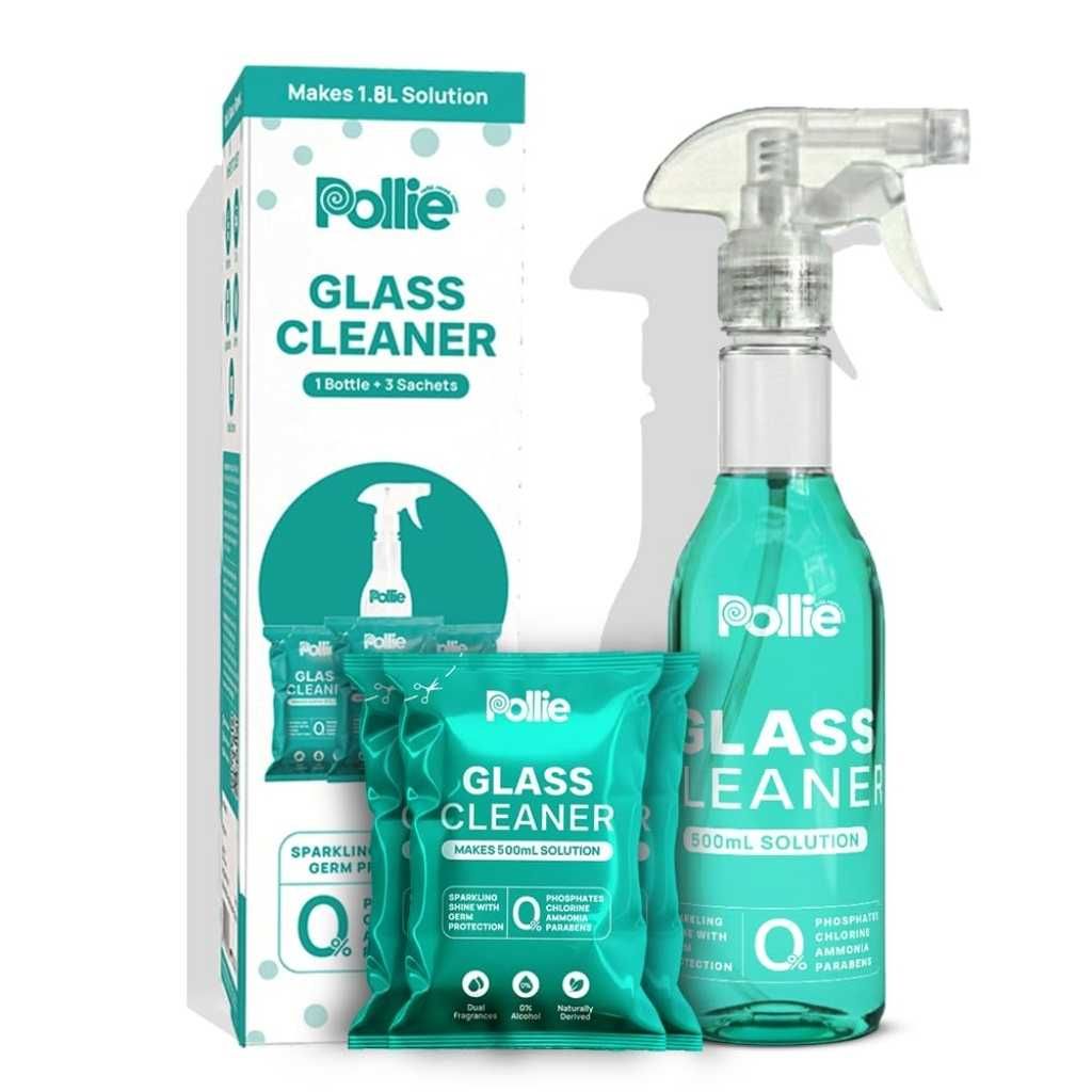 Pollie Glass Cleaner 1.5L – 1 Bottle + 3 Refills