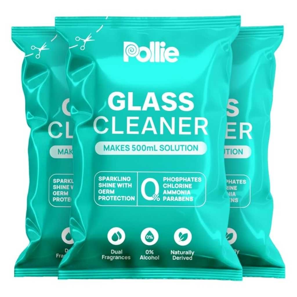 Pollie Glass Cleaner Pack of 3 Sachets – 1.5L