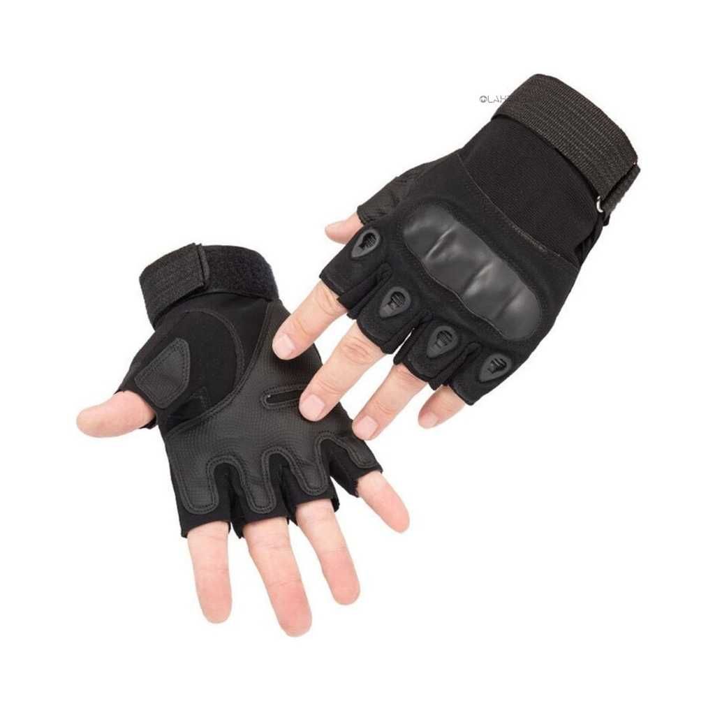 Fingerless Breathable Cycling Nylon Gloves for Tactical Outdoor Sports, Gym & Fitness (Black)