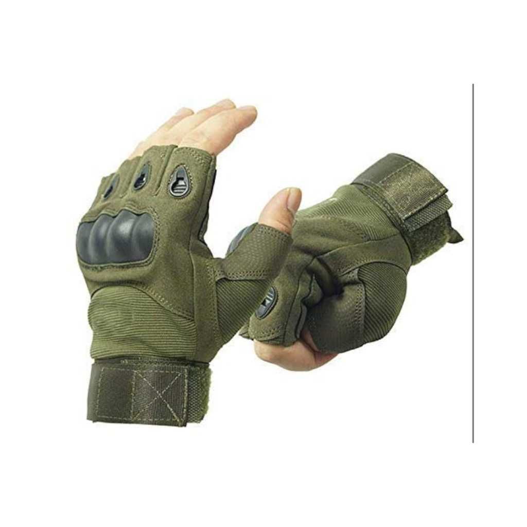Nylon Tactical Half Finger Gloves for Sports & Outdoor Activities, Green