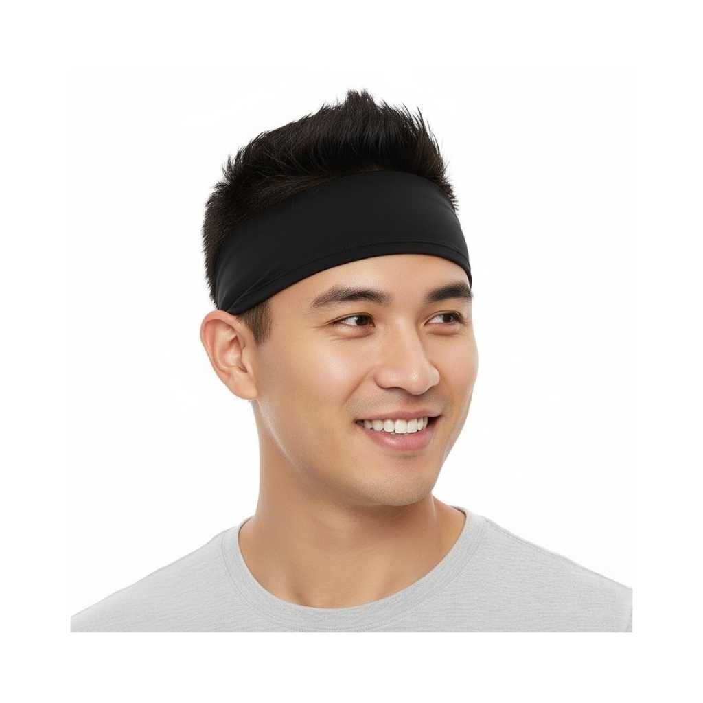Boldfit Premium Cotton Strapless Headband for Men & Women – Anti-Slip Sports Sweatband (Black)