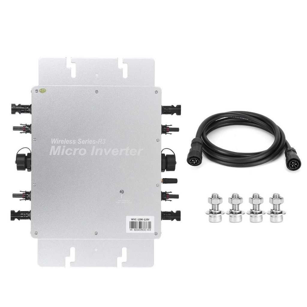 1200W Solar Grid Tie Micro Inverter, Stackable MPPT Pure Sine Wave Inverter, 22-60V Input 80-160VAC or 180-280VAC Output, IP65 Waterproof Microinverter for Roof, Outdoor Solar Power System (230V) 01