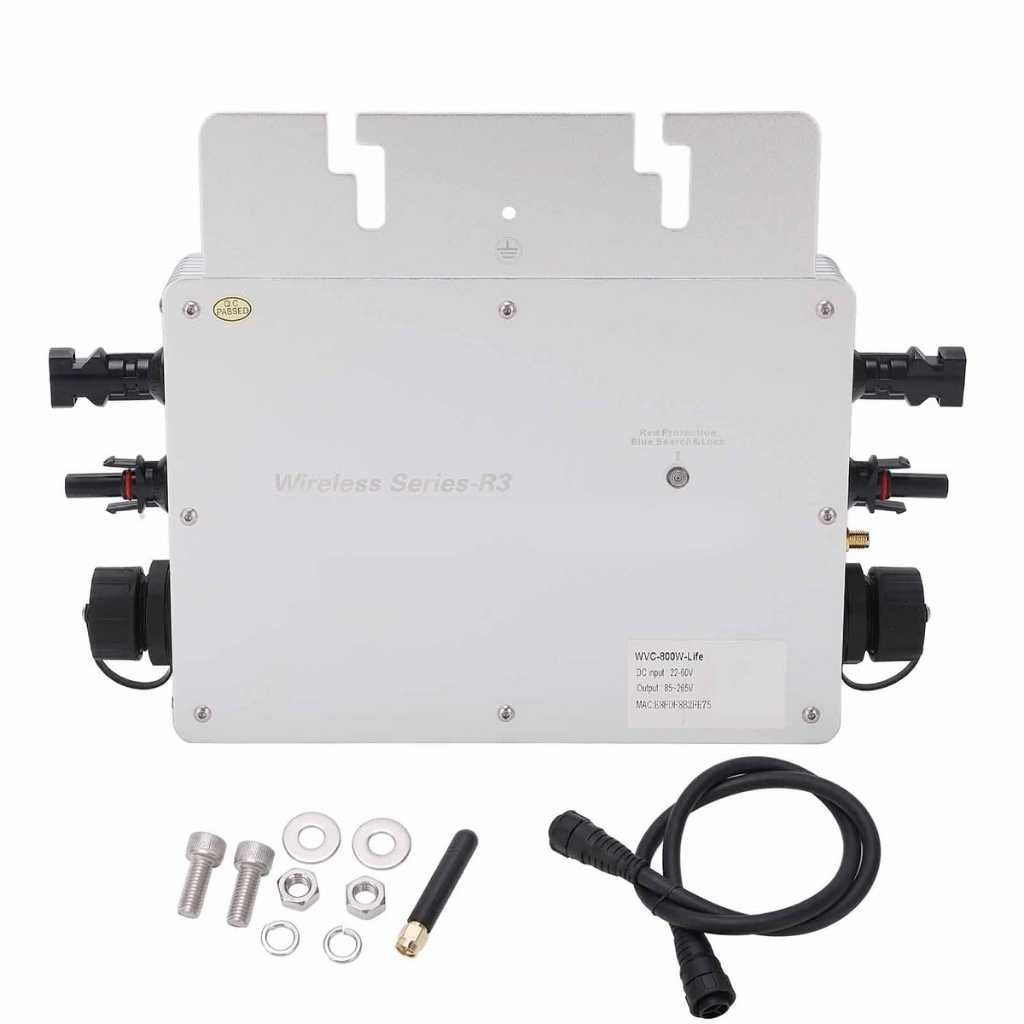 Solar Grid Tie Micro Inverter, High 800W Solar Micro Inverter Aluminum Alloy for Garden (EU Plug)