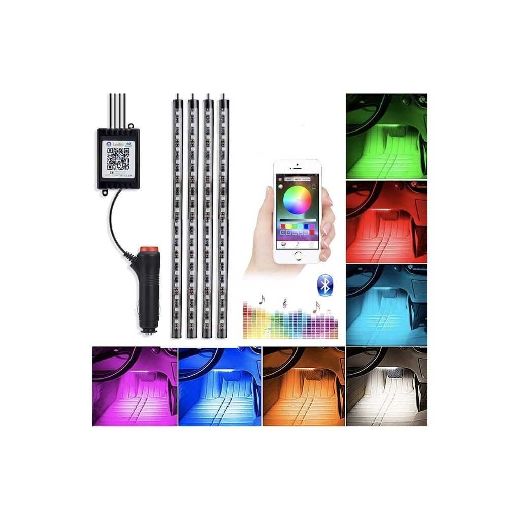 Automaze Bluetooth App Controlled 72 LED Atmosphere Light Multicolour Music Car Strip Lamp