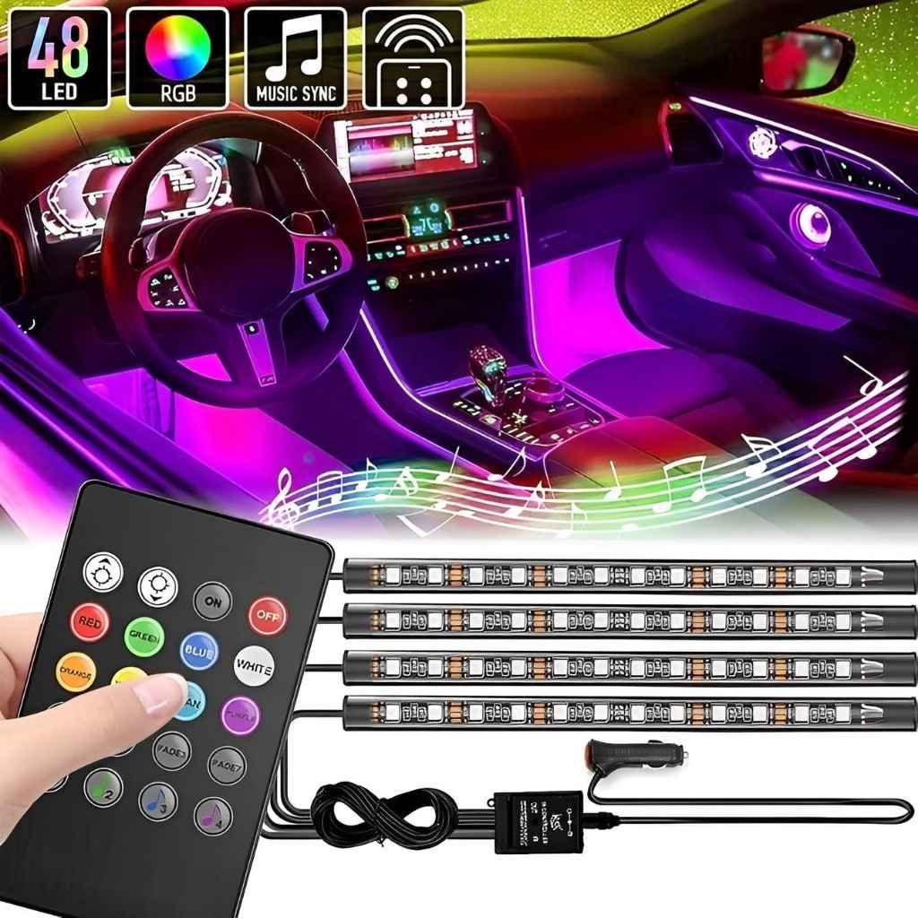 Guance RGB Atmosphere Light 12 LED 4 Strip Car Interior Light