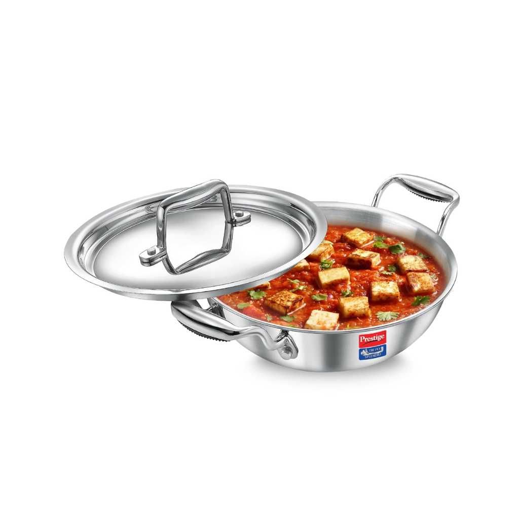 Prestige Tri-Ply Stainless Steel Splendid Kadai 22 cm with Lid