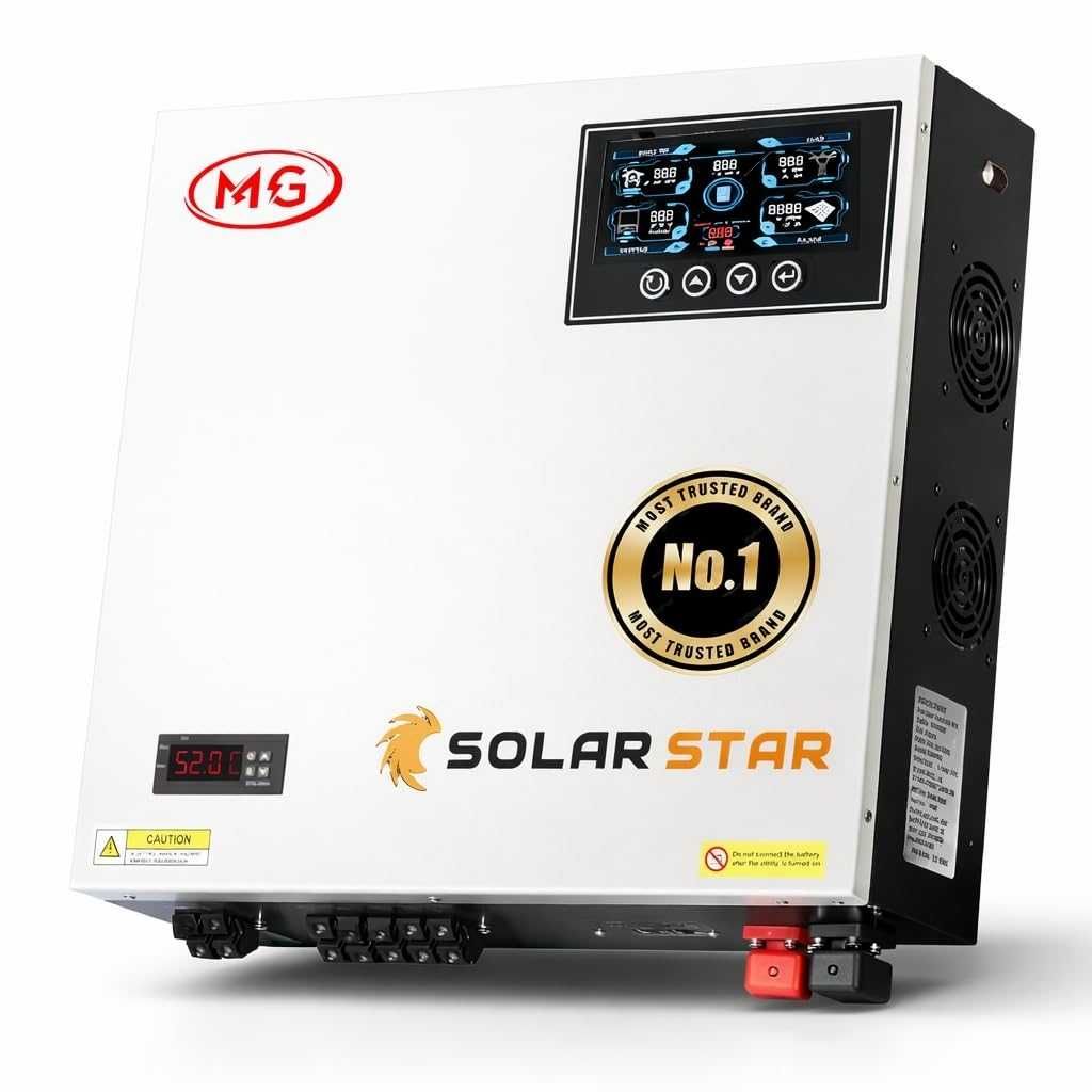 MG hybrid Solar Star 4.2KW Hybrid Solar Inverter 24V ( 6500W PV Input ) True Hybrid (On-Grid + Off-Grid with Net Metering) | Built-in Temperature Controller | Pure Sine Wave | Smart LCD Display