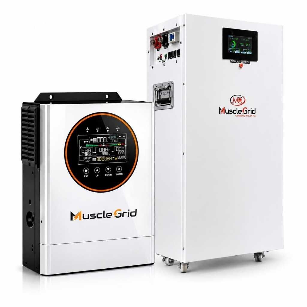 MuscleGrid 6.2kW Hybrid Solar Inverter with 51.2V 314Ah Battery Combo