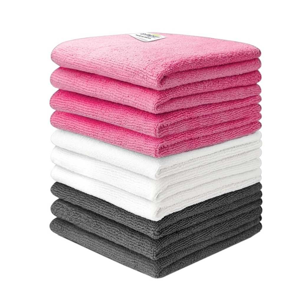 SOFTSPUN Microfiber Cleaning Cloths Set of 3 – 12 pcs 30x30 cm 220 GSM Multi-Colour