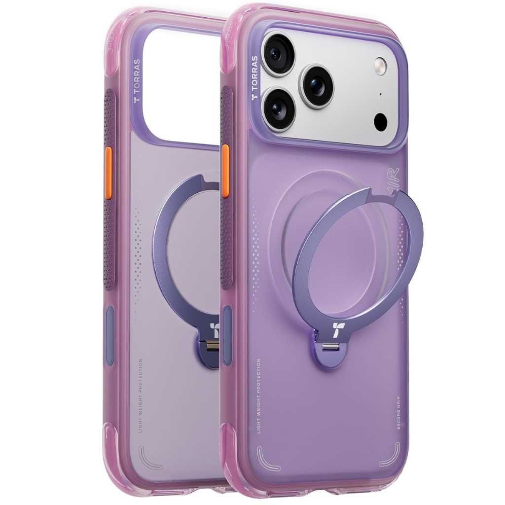 TORRAS Ostand Q3 Air Case for iPhone 17 Pro Max (Aurora Purple, 360° Magnetic Stand, MagSafe Compatible, Military-Grade Protection)