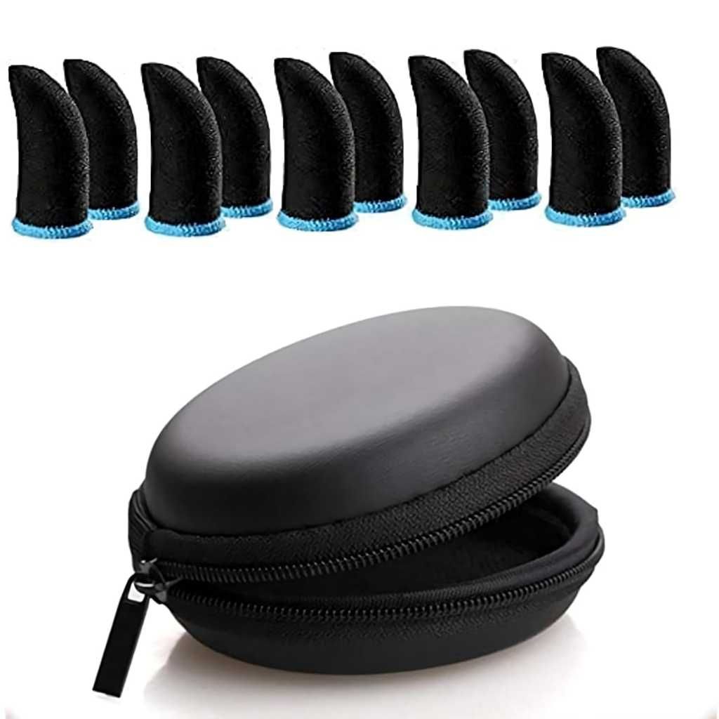 Skysia Gaming Finger Sleeves for Mobile Anti-Slip Sweat-Proof Touch Screen Thumb Sleeves with Pouch (10 Pcs, Multi Colour)