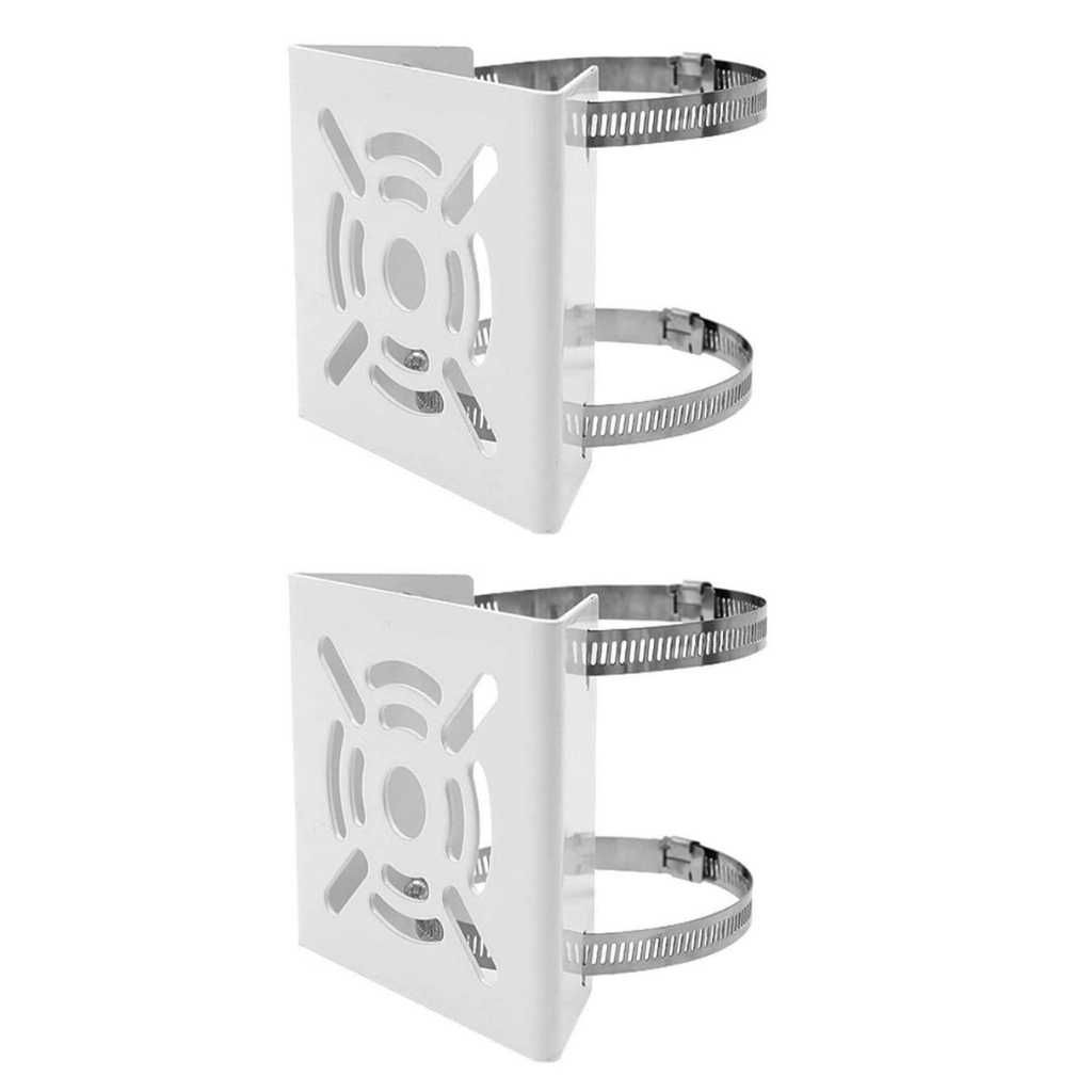 Bectro Small Pole Mounting Stand for CCTV Cameras with 2 × 100MM Stainless Steel Rings