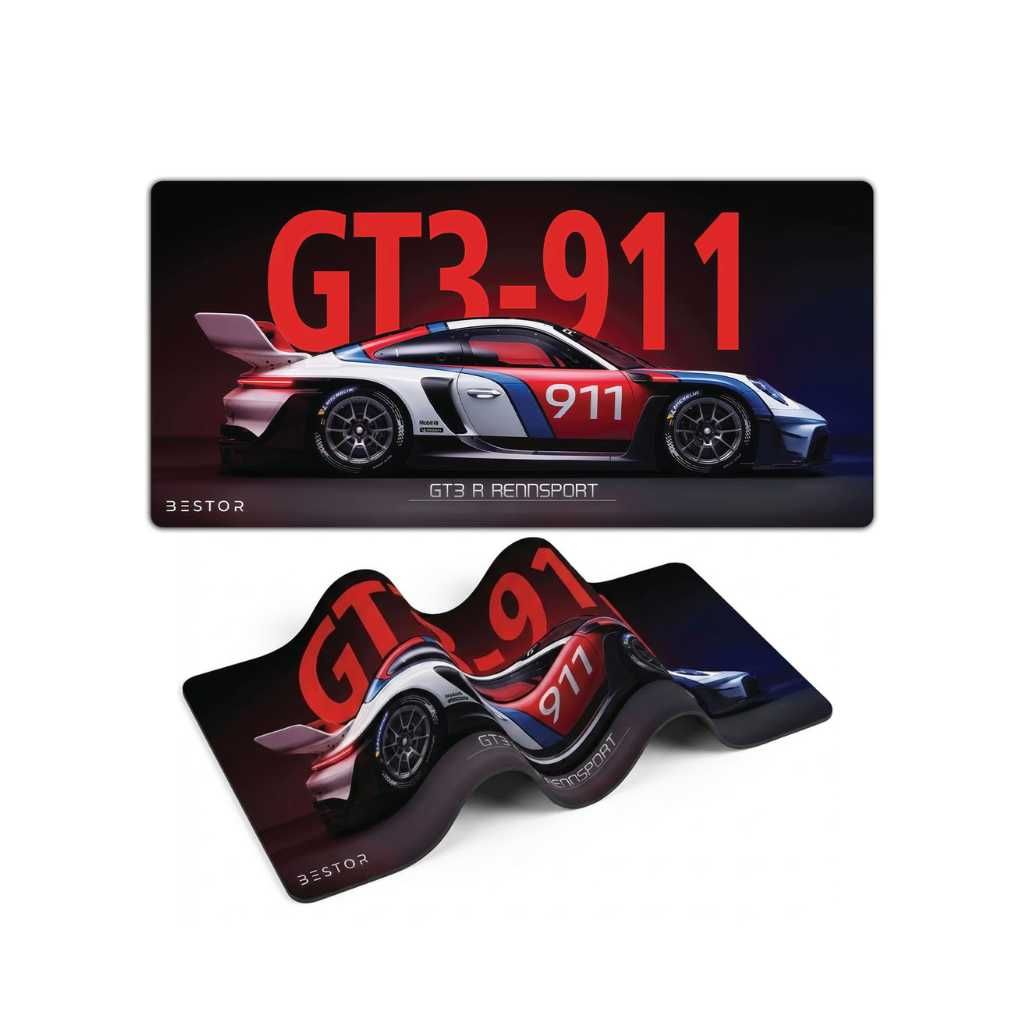 BESTOR Extended Mouse Pad 23×11 Inch GT3 R-911 Rennsport Racing Car Design