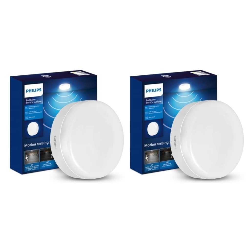 PHILIPS Polycarbonate Full Glow Motion Sensor 15W Round LED Surface Downlighter – Pack of 2