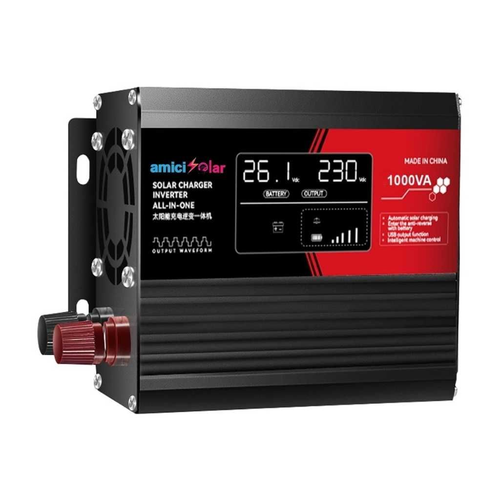 amiciSolar 500W Off-Grid Solar Inverter 1000VA 12V Modified Sine Wave Converter with Built-in PWM Controller