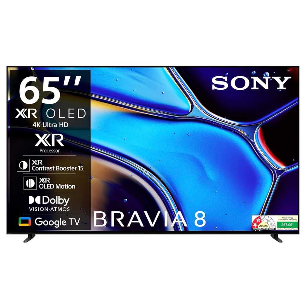 Sony BRAVIA 8 Series 164 cm (65 inches) 4K Ultra HD AI Smart OLED Google TV K-65XR80 (Black)