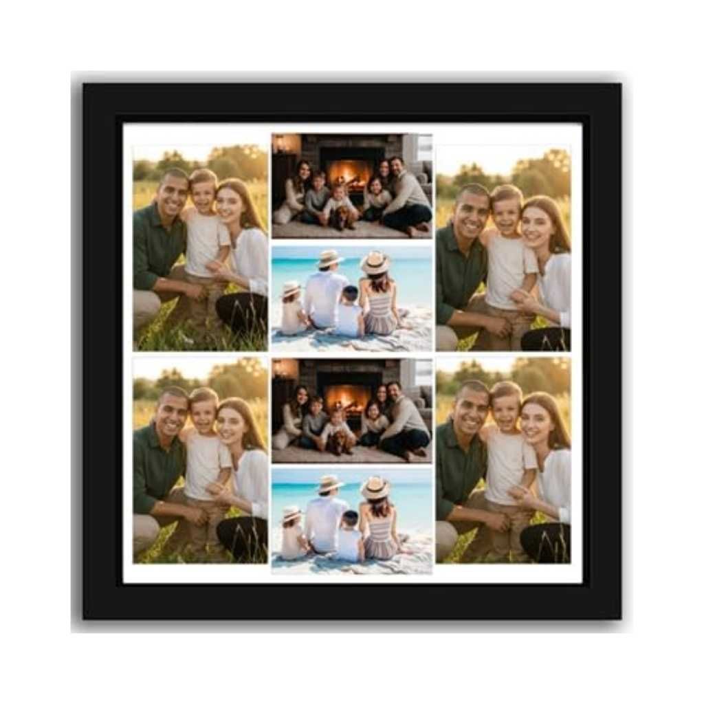 Ambe Photo World Personalized Framed Photo Collage Gift with Plexiglass – 8 Photo Custom Collage