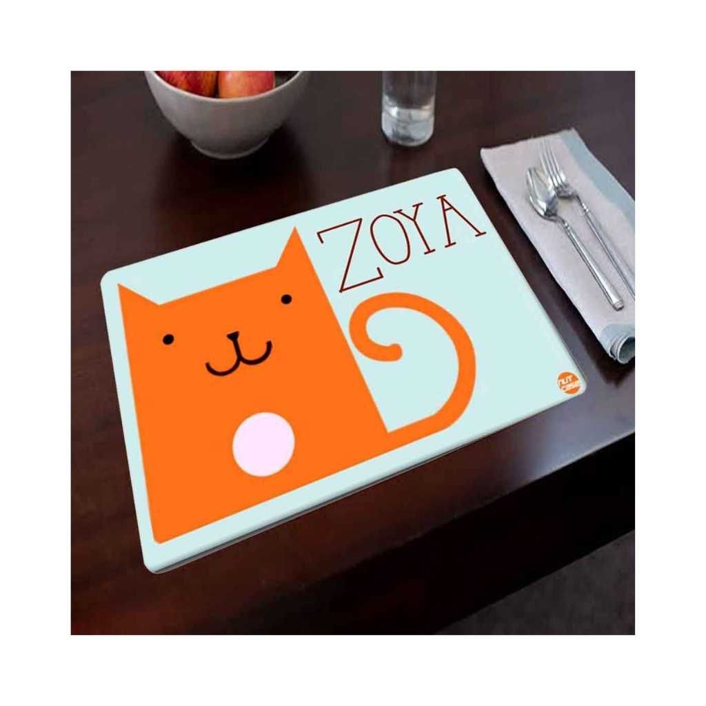 Personalized Fabric Table Mats For Kids - A Orange Cat