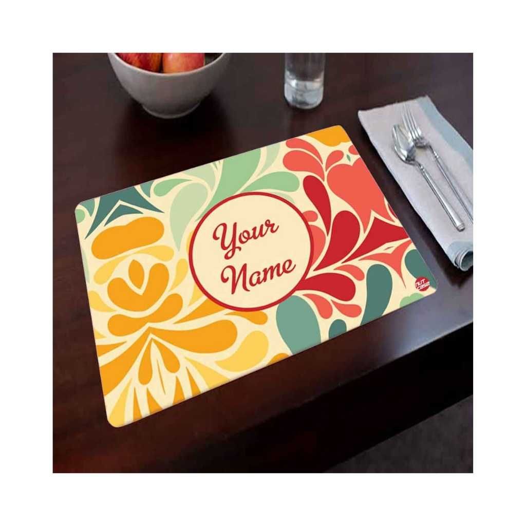Personalized Placemats for Dining Table Add Your Name - Retro Flower