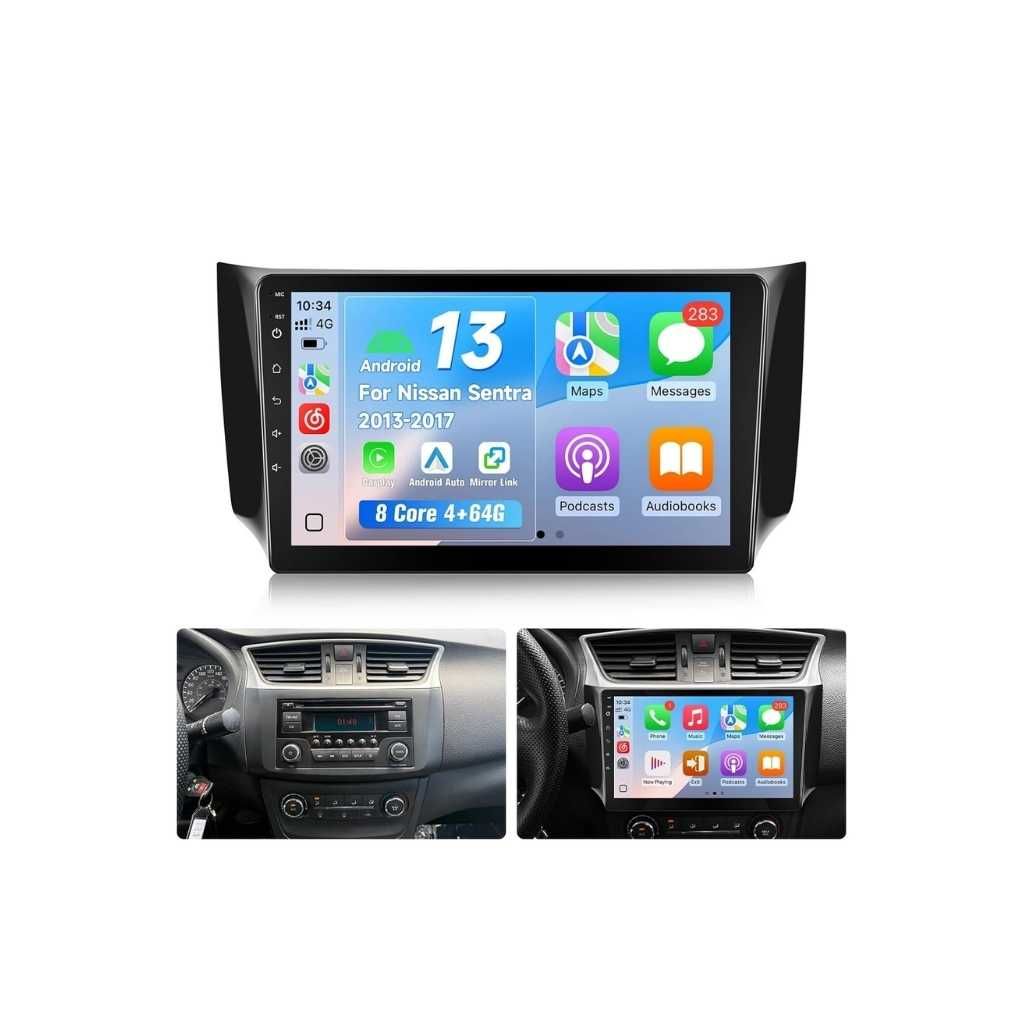 Leadfan 8 Core 4GB+64GB Android Car Stereo for Nissan Sentra 2013–2019 with Wireless CarPlay & Android Auto