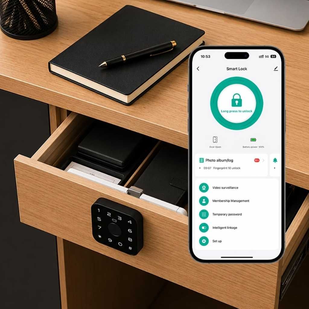 AERYS Smart Cabinet Lock with Fingerprint, RFID Card, PIN & App Control