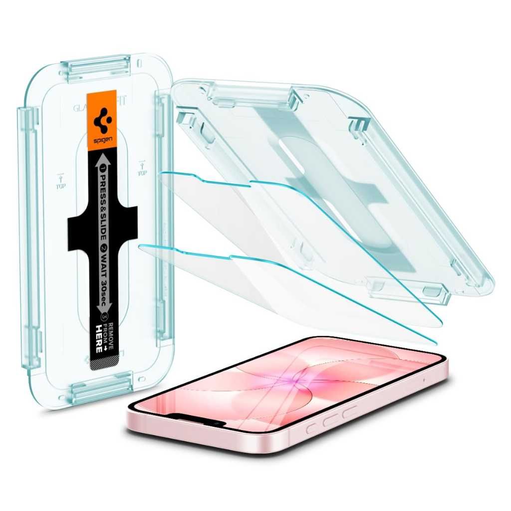 Spigen EZ Fit Tempered Glass Screen Protector for iPhone 17e / 16e / 14 / 13 / 13 Pro (2 Pack)