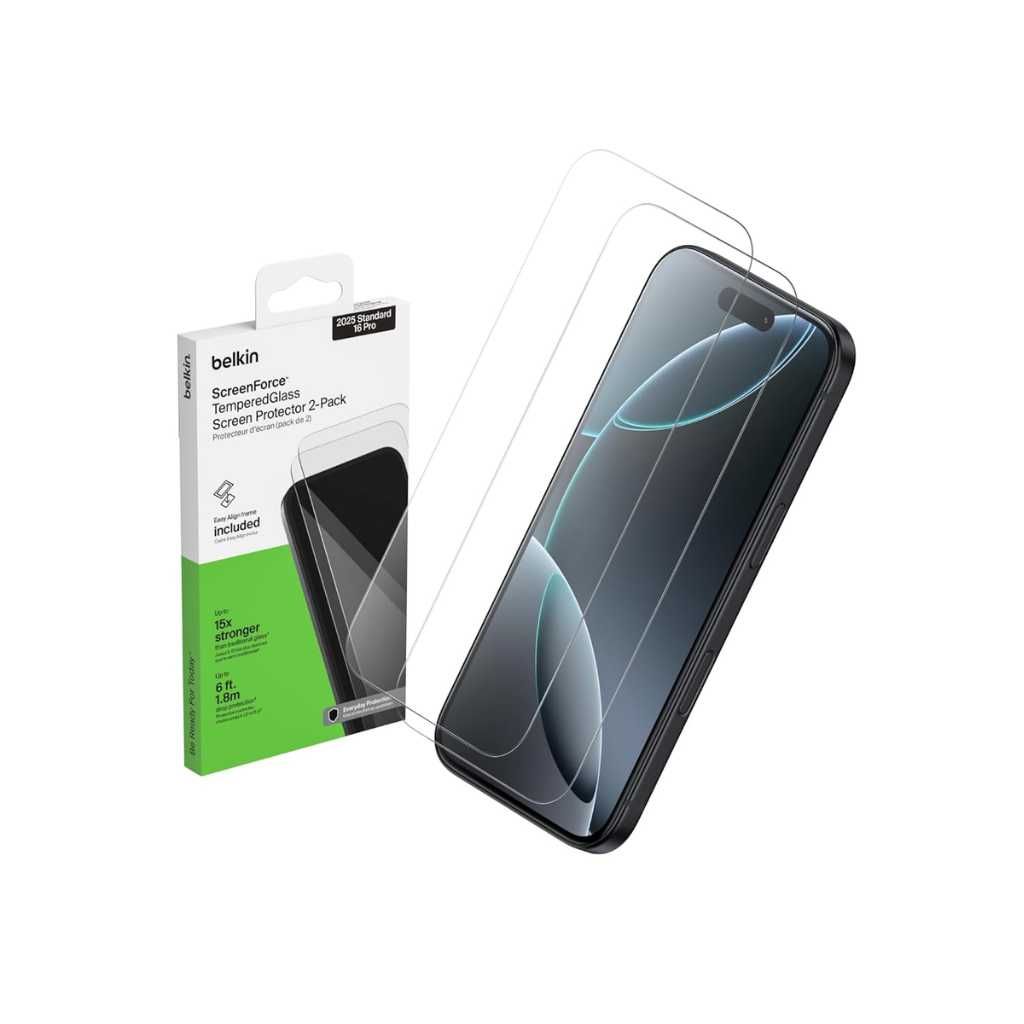 Belkin EZ Align Tempered Glass Screen Protector for iPhone Air (2 Pack)