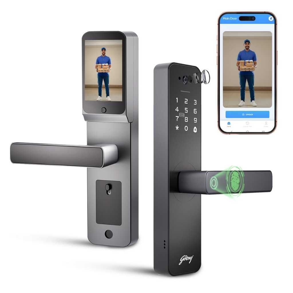 Godrej Smart Lock Neo Pro View Digital Lock for Wooden Doors with Camera, Wi-Fi & View Screen