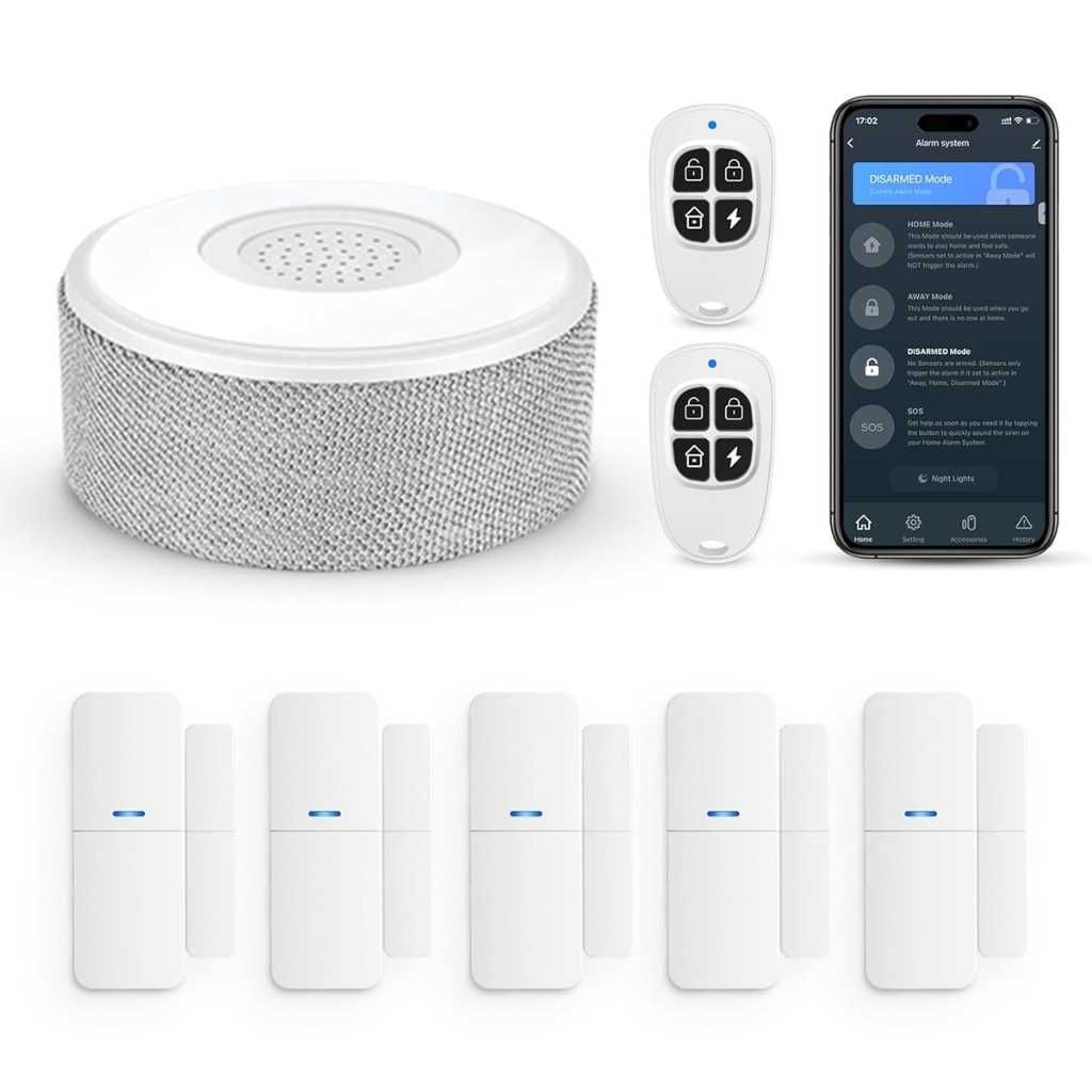 WiFi Door Alarm System, Wireless DIY Smart Home Security System, 8 Pieces Kit