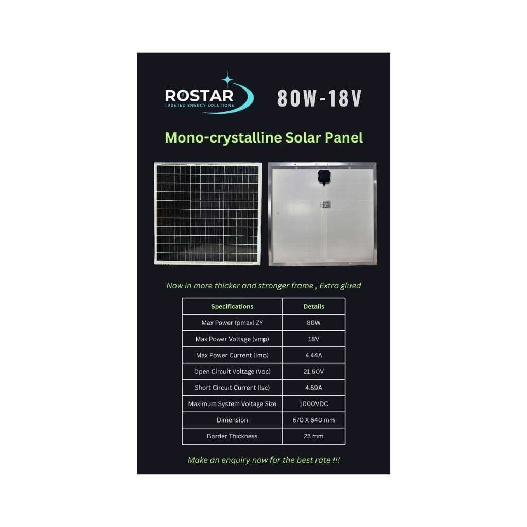 80W Monocrystalline Solar Panel
