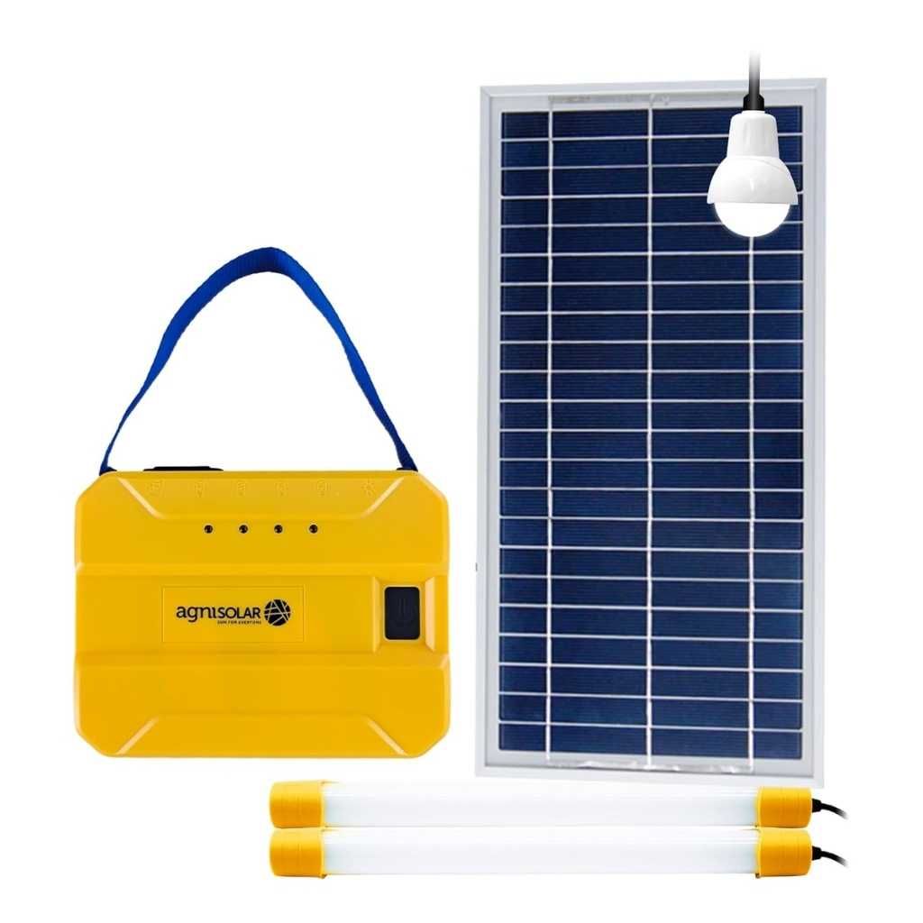 AgniSolar Home Lighting Kit with 8W Solar Panel, USB Charging & Waterproof Design