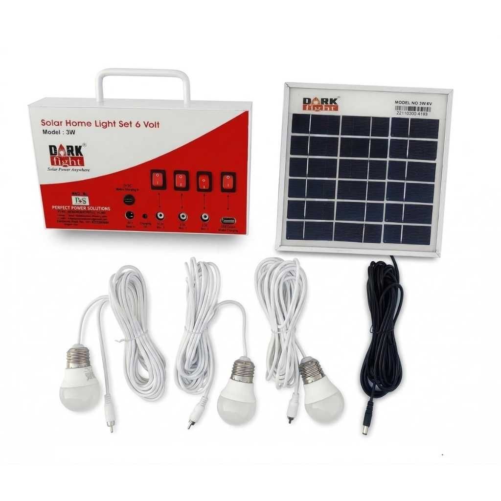 Metal Solar Home Light Set, 6V, 31.5 × 23 cm, for Emergency & Camping