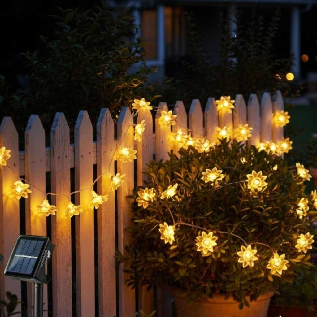 Homehop Solar Light Outdoor Home Garden 30 LED Lotus String Decorative Lamp 2w