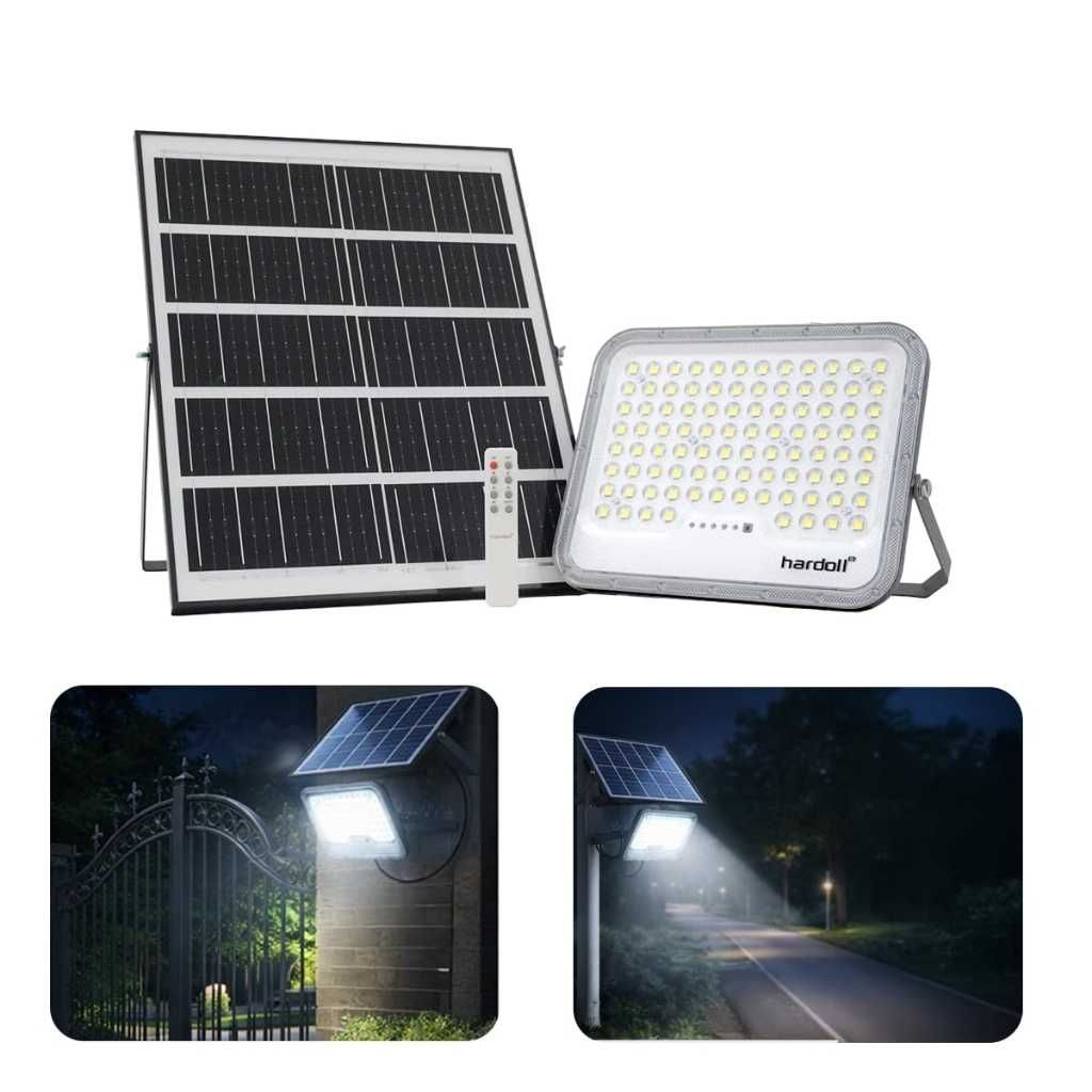 Hardoll Solar Flood Light 250W with Remote, Cool White LED, 5M Cable, IP65 Aluminium + Lens Body