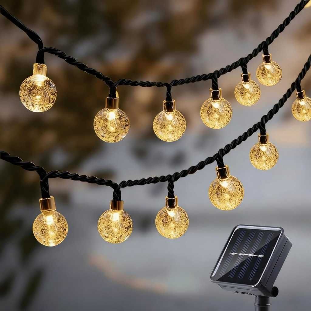20 LED Solar Globe String Lights from Waterproof Outdoor Fairy Lights with 8 Modes | Warm White Decorative Lights for Garden, Patio, Balcony & Festive Decor