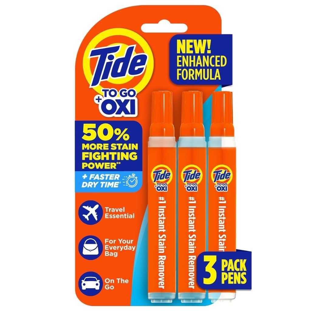 Tide To Go Instant Stain Remover Pen for Clothes & Fabrics, Spot Cleaner, 3 Count