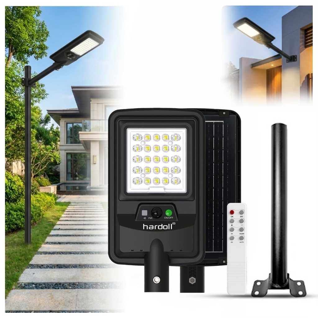 hardoll 50W All-in-One Solar Street Light with LiFePO4 Battery, IP65 Waterproof & Auto Motion Sensor