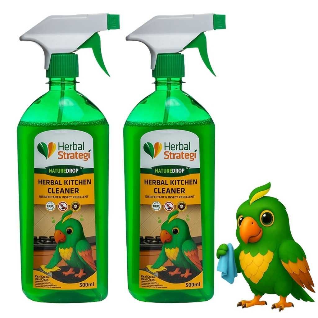 Herbal Strategi Kitchen Cleaner Spray – Herbal Natural Formula, 500 ml (Pack of 2)