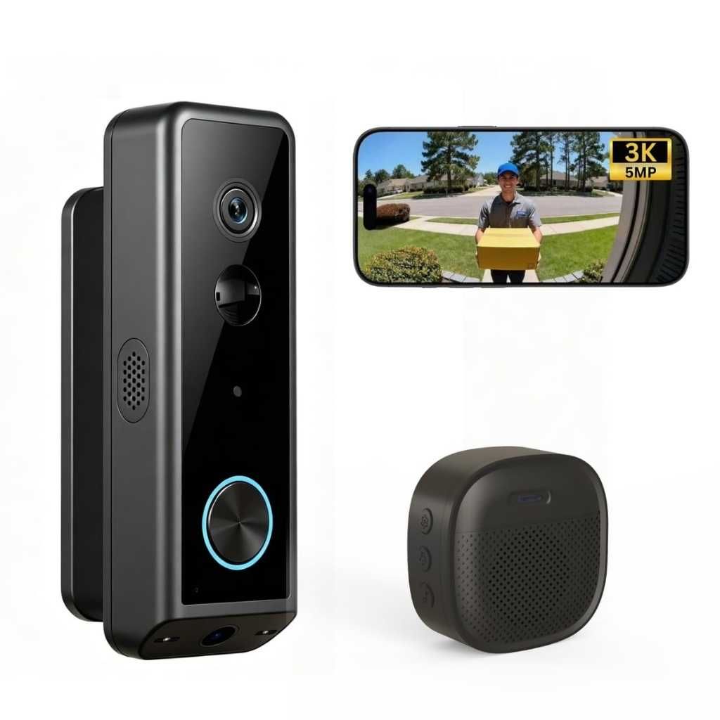 Delitech Smart Wireless Video Doorbell Ultra Dual-Lens 5MP+5MP