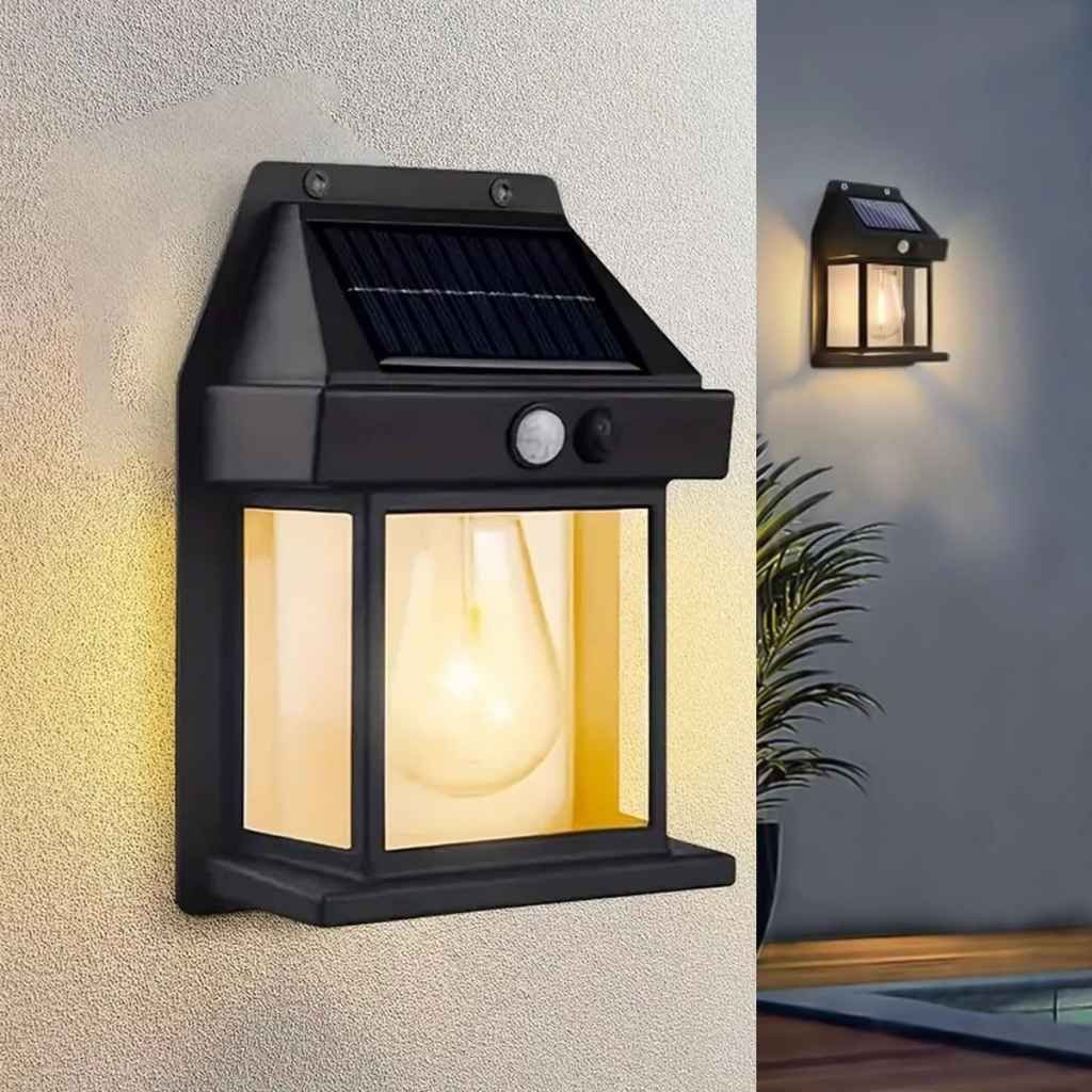 GIGAWATTS Solar Outdoor Wall Light with Motion Sensor – Warm Yellow LED Security Sconce, Waterproof (Pack of 1)