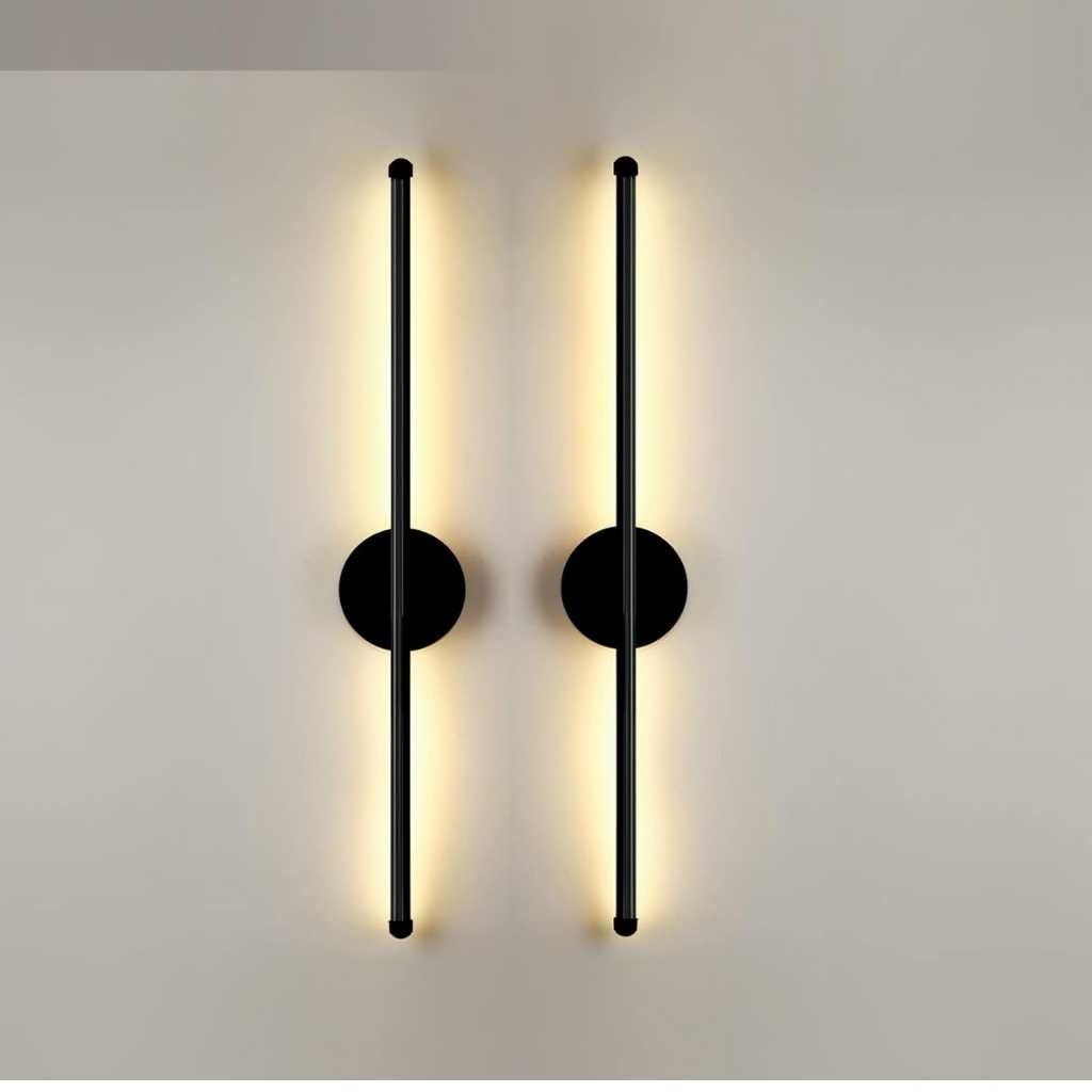 Groeien Modern LED 3 Color Long Metal Wall Sconce Light – Black (Pack of 2)