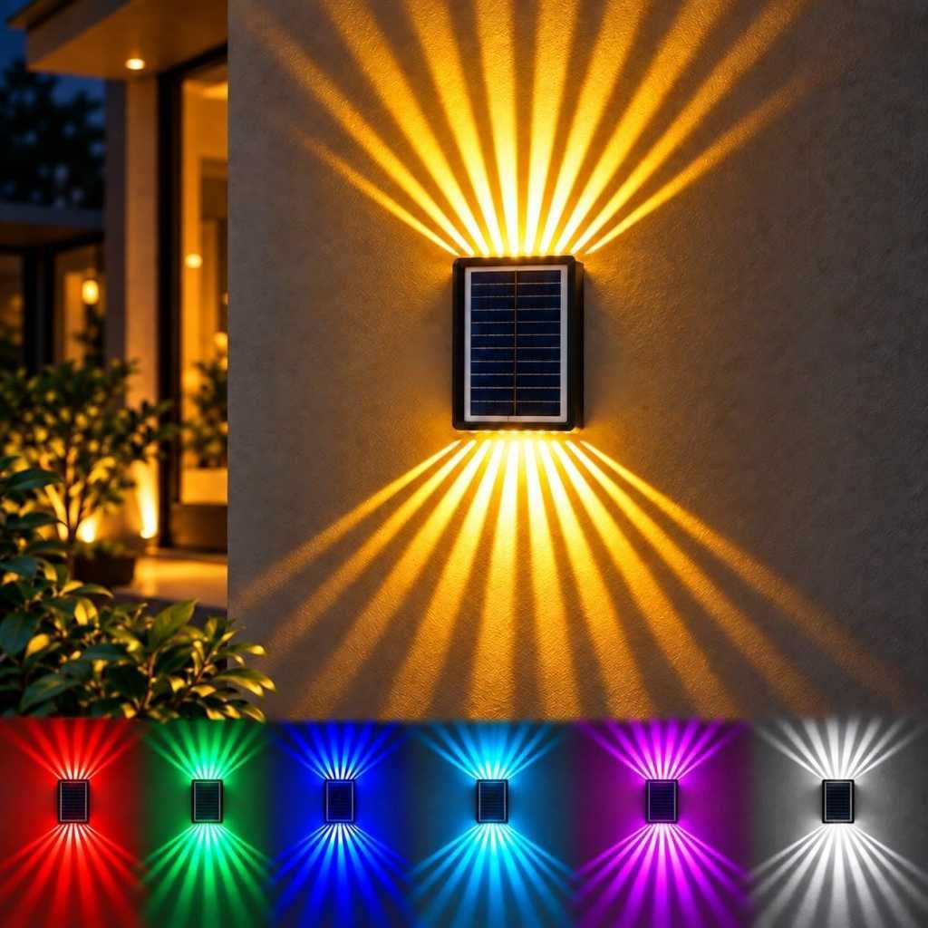 Gesto Solar Outdoor Wall Light with 7 Colors, 1200mAh Battery, IP65 Waterproof & Dusk-to-Dawn Sensor
