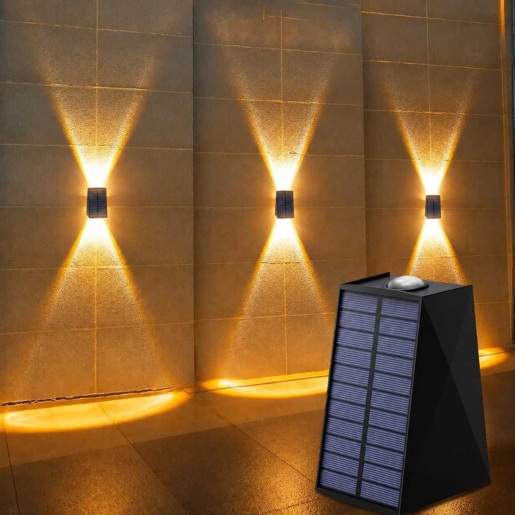 kh Solar Outdoor Up & Down 2 LED Wall Light – Waterproof Warm White Garden & Patio Lamp (Pack of 1)